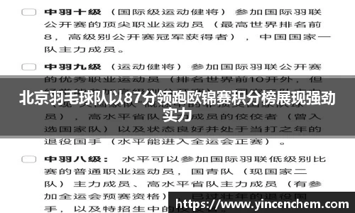 北京羽毛球队以87分领跑欧锦赛积分榜展现强劲实力